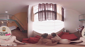 VR Porn Amber and Julia share a meat
